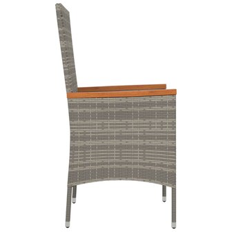 Tuinstoelen 2 st met kussens poly rattan grijs