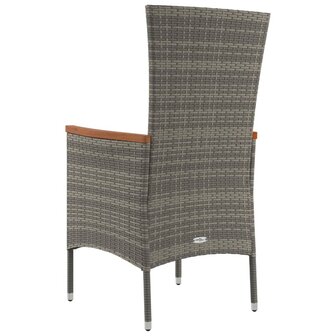 Tuinstoelen 2 st met kussens poly rattan grijs