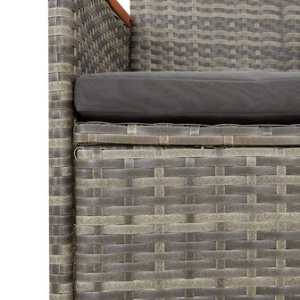 Tuinstoelen 2 st met kussens poly rattan grijs