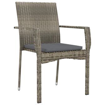 Tuinstoelen 4 st met kussens poly rattan grijs