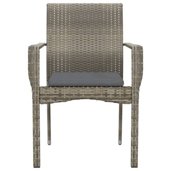 Tuinstoelen 4 st met kussens poly rattan grijs