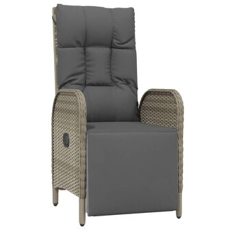 Tuinstoelen 2 st verstelbaar met tafel poly rattan grijs