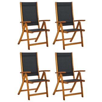 Tuinstoelen inklapbaar 4 st massief acaciahout en textileen