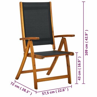 Tuinstoelen inklapbaar 4 st massief acaciahout en textileen