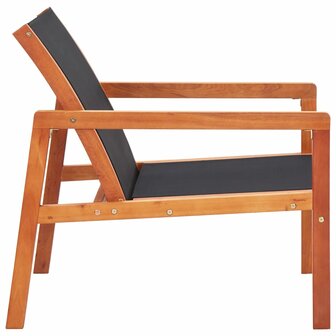 Loungestoel massief eucalyptushout en textileen zwart