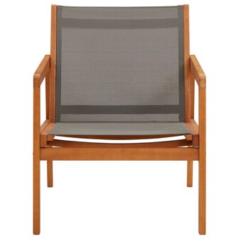 Loungestoel massief eucalyptushout en textileen grijs