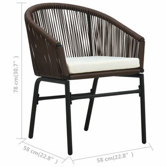 Tuinstoelen 2 st PE-rattan bruin