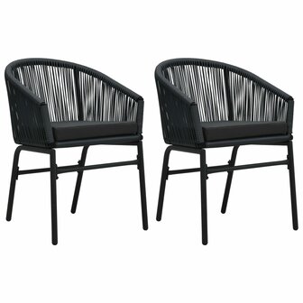 Tuinstoelen 2 st PE-rattan zwart