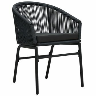 Tuinstoelen 2 st PE-rattan zwart