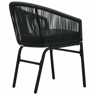Tuinstoelen 2 st PE-rattan zwart