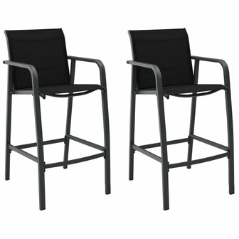 Tuinbarstoelen 2 st textileen zwart
