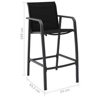 Tuinbarstoelen 2 st textileen zwart