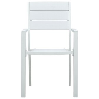 Tuinstoelen 4 st hout-look HDPE wit