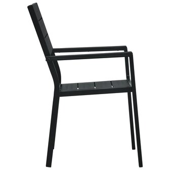 Tuinstoelen 4 st hout-look HDPE zwart
