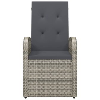Tuinstoelen 2 st verstelbaar met kussens poly rattan grijs