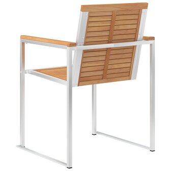Tuinstoelen 2 st massief teakhout en roestvrij staal