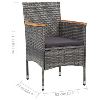 Tuinstoelen 2 st poly rattan grijs