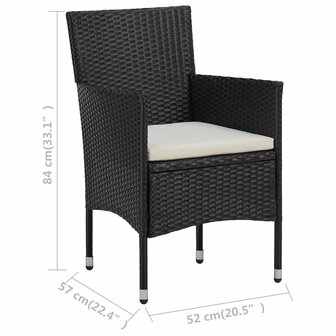 Tuinstoelen 2 st poly rattan zwart
