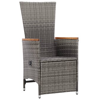 Tuinstoelen 2 st verstelbaar met kussens poly rattan grijs