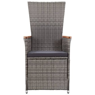 Tuinstoelen 2 st verstelbaar met kussens poly rattan grijs