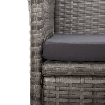 Tuinstoelen 2 st verstelbaar met kussens poly rattan grijs