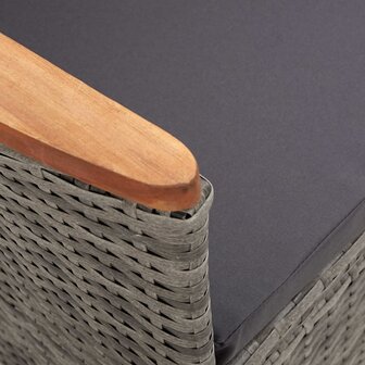 Tuinstoelen 2 st verstelbaar met kussens poly rattan grijs