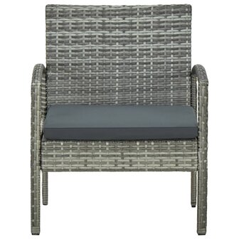 Tuinstoel met kussen poly rattan grijs