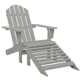 Tuinstoel met voetenbank hout grijs
