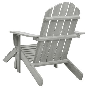 Tuinstoel met voetenbank hout grijs