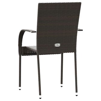 Tuinstoelen stapelbaar 2 st poly rattan bruin