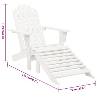 Tuinstoel met hocker hout wit