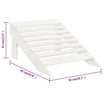 Tuinstoel met hocker hout wit