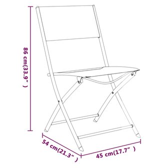 Tuinstoelen inklapbaar 4 st staal en textileen zwart