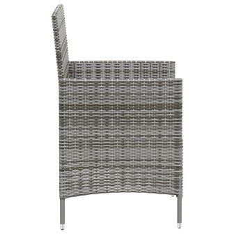 Tuinstoelen 2 st met kussens poly rattan grijs