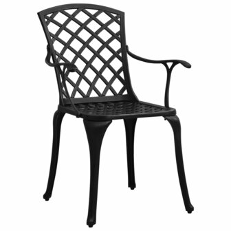 Tuinstoelen 4 st gietaluminium zwart