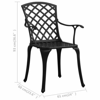 Tuinstoelen 4 st gietaluminium zwart