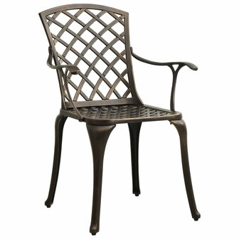 Tuinstoelen 2 st gietaluminium bronskleurig