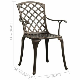 Tuinstoelen 2 st gietaluminium bronskleurig