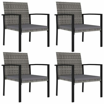 Tuinstoelen 4 st poly rattan grijs