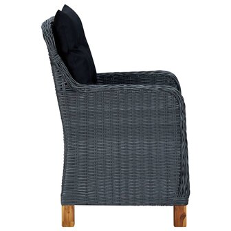 Tuinstoelen 2 st met kussens poly rattan donkergrijs