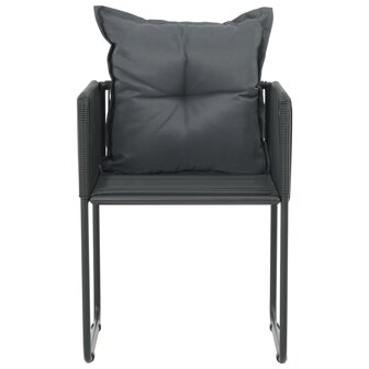 Tuinstoelen 4 st met kussens poly rattan zwart