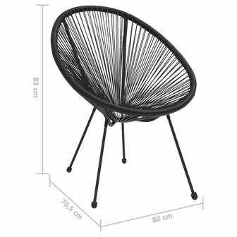 Maanstoelen 2 st rattan zwart