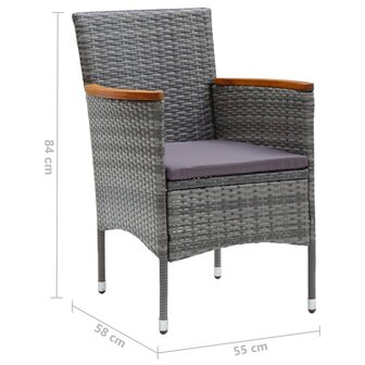 Tuinstoelen 4 st poly rattan grijs