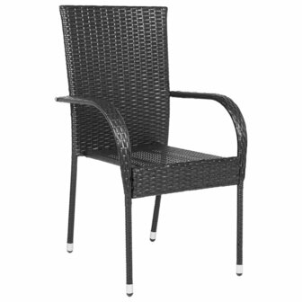 Tuinstoelen stapelbaar 4 st poly rattan zwart