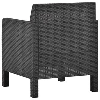 Tuinstoelen 2 st met kussens PP rattan antracietkleurig