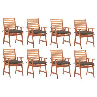 Tuinstoelen 8 st met kussens massief acaciahout