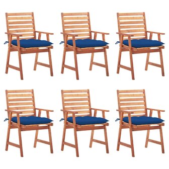 Tuinstoelen 6 st met kussens massief acaciahout