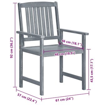 Tuinstoelen 8 st met kussens massief acaciahout grijs