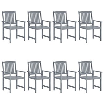 Tuinstoelen 8 st massief acaciahout grijs