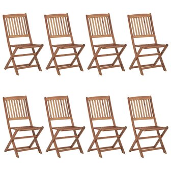 Tuinstoelen 8 st inklapbaar met kussens massief acaciahout